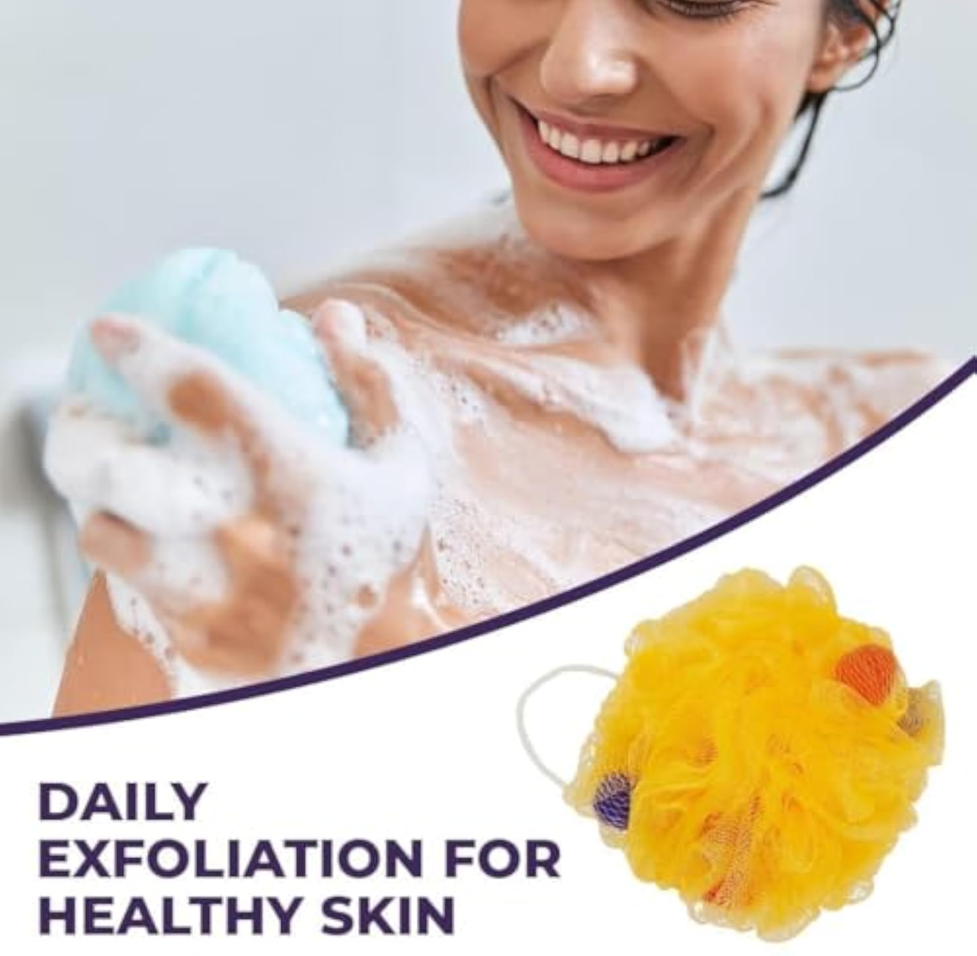 Bath Shower Loofah Sponge Pouf Body Scrubber